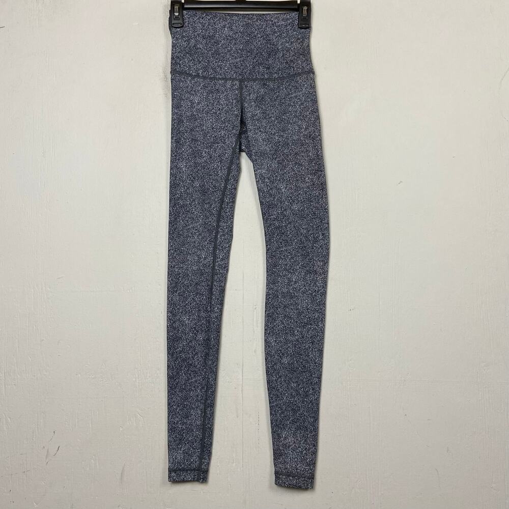 Lululemon Speckled Black Mid Rise Leggings Athleisure Yoga Size 4